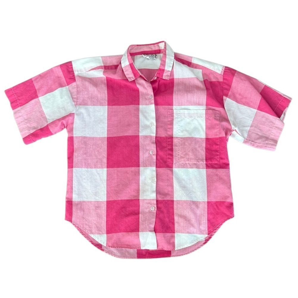 Ricki Button Down Shirt Gingham Plaid Vintage Medium